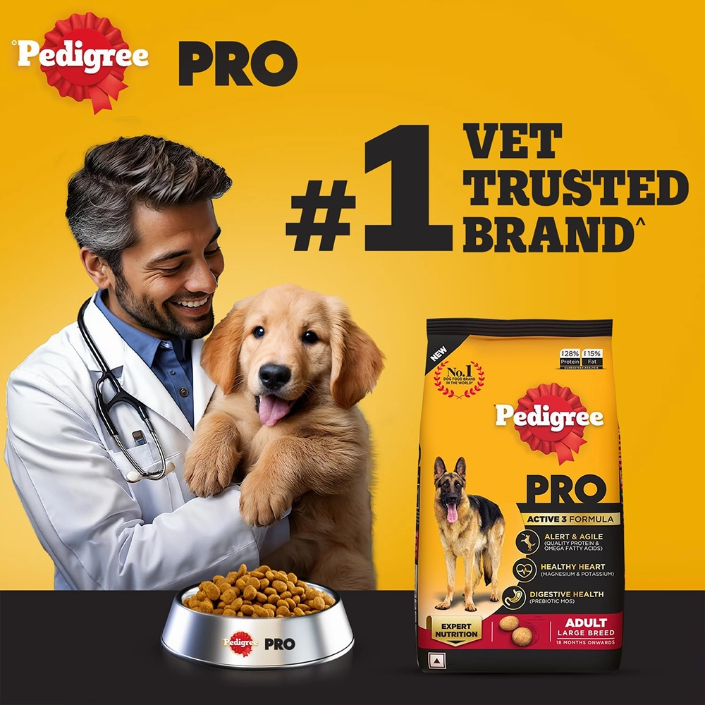 Pedigree PRO Active Adult Large Breed Dry Food, Pedigree Chicken Liver Gravy Adult Dog Wet Food Combo