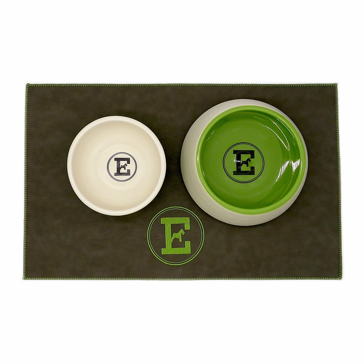 Personalized Faux Leather Dog Placemat Grey/Green