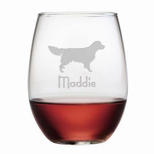 Personalized Golden Retriever Stemless Wine Glasses, Set Of 4
