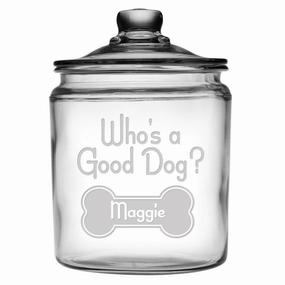 Personalized Good Dog Glass Dog Treat Jar