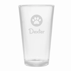 Personalized Paw Print Pint Glasses, Set Of 4