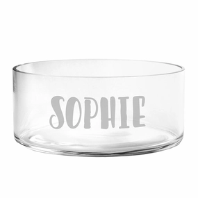 Personalized Pup Name Glass Dog Bowl