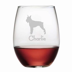 Personalized Schnauzer Stemless Wine Glasses, Set Of 4