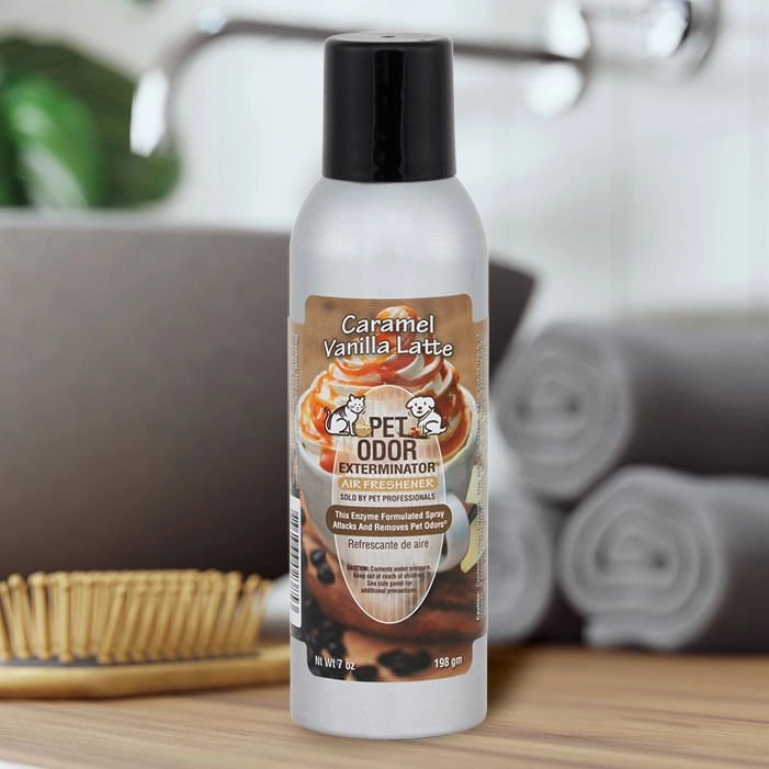 Pet Odor Exterminator Air Freshener Spray, Caramel Vanilla Latte, 7 oz