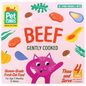 PetCubes Gently Cooked Beef Frozen Cat Food 1.28kg