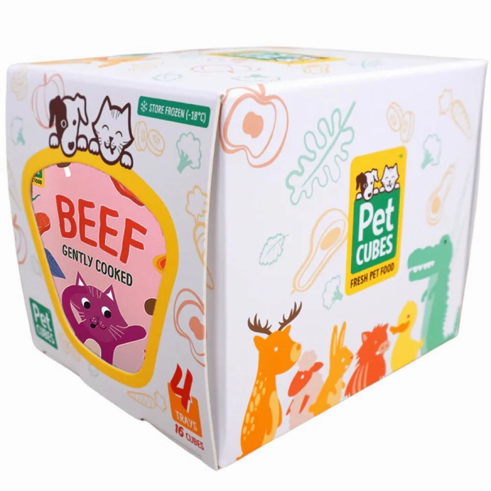 PetCubes Gently Cooked Beef Frozen Cat Food 1.28kg