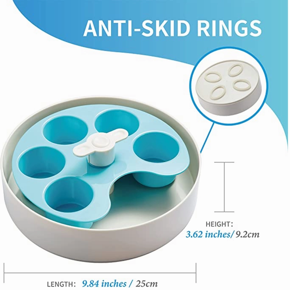 PetDreamHouse Medium Spin Interactive Feeder Palette for Dogs and Cats (Blue)
