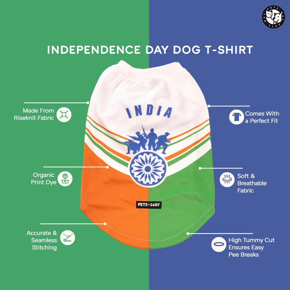 Pets Way Style 2 Republic Day T Shirt for Dogs