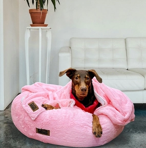 Petter World Anxiety Relieving Donut Bed for Dogs and Cats (Pink)