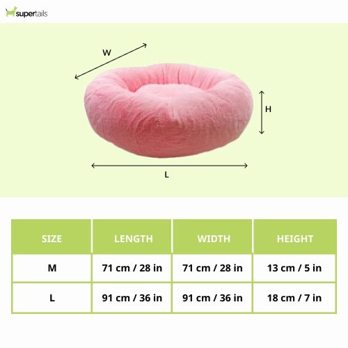 Petter World Anxiety Relieving Donut Bed for Dogs and Cats (Pink)