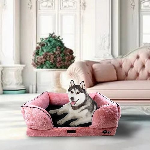 Petter World Ultra Luxury Micro Fur Orthopedic Sofa Bed for Dogs (Millennial Pink)