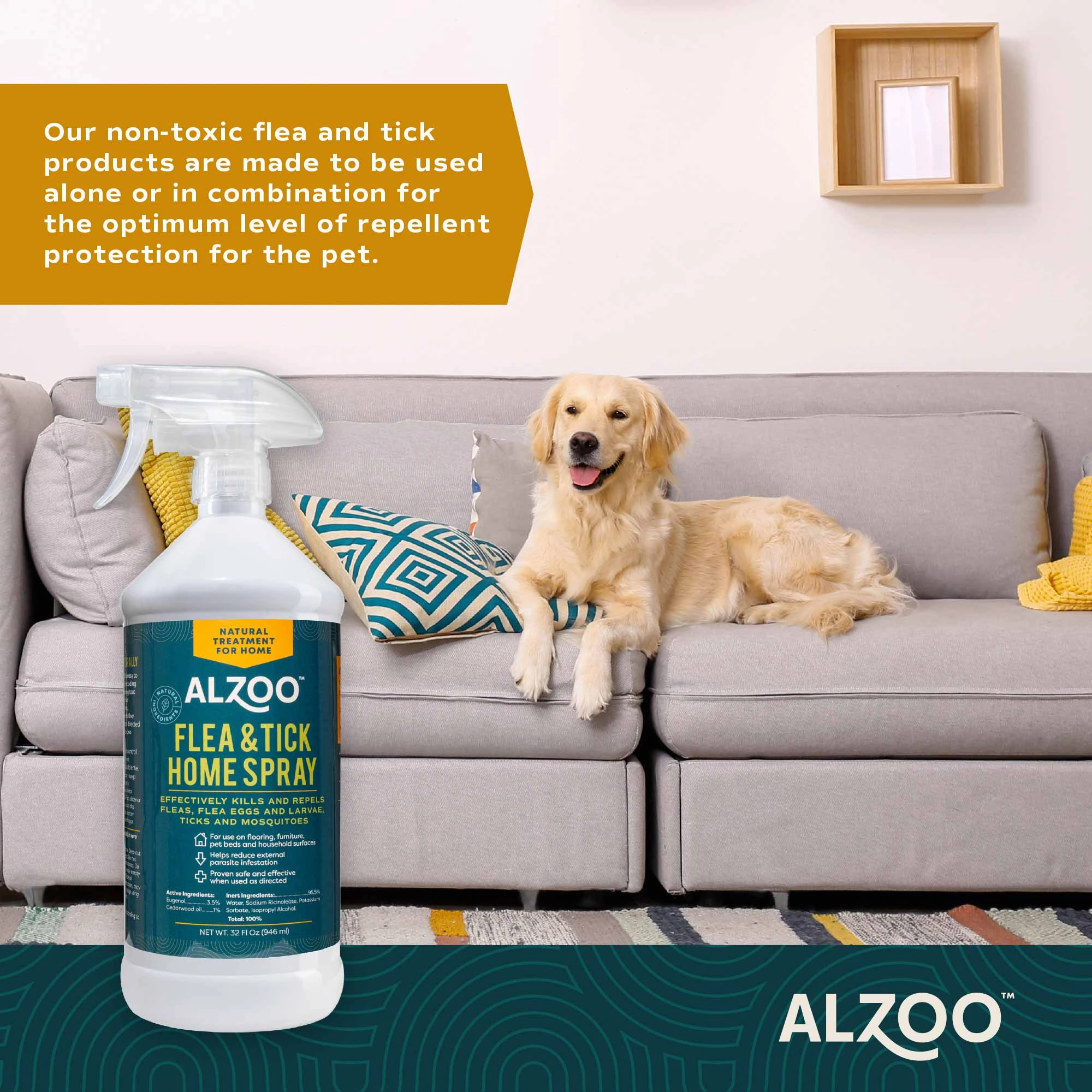 Plant-Based Natural Flea & Tick Home Spray, 32 oz