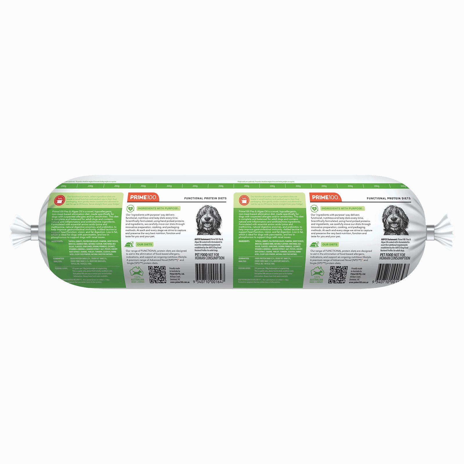 Prime100 Dog Food Roll A/F 200V Pea & Algae Oil