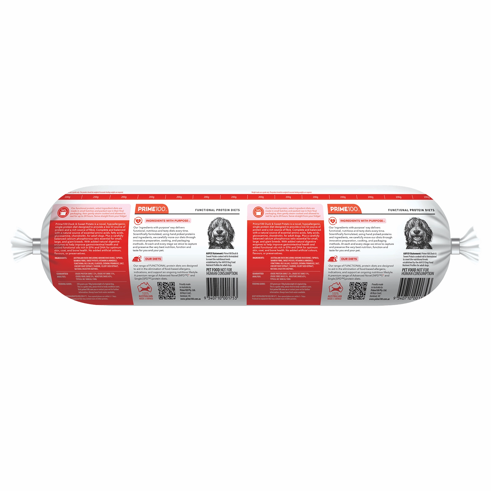 Prime100 Dog Food Roll SPD Duck & Sweet Potato