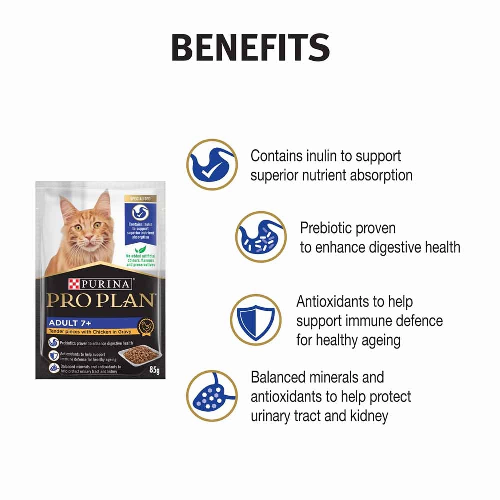 Pro Plan Chicken In Gravy Adult 7  Pouch Cat Food 85g x 12