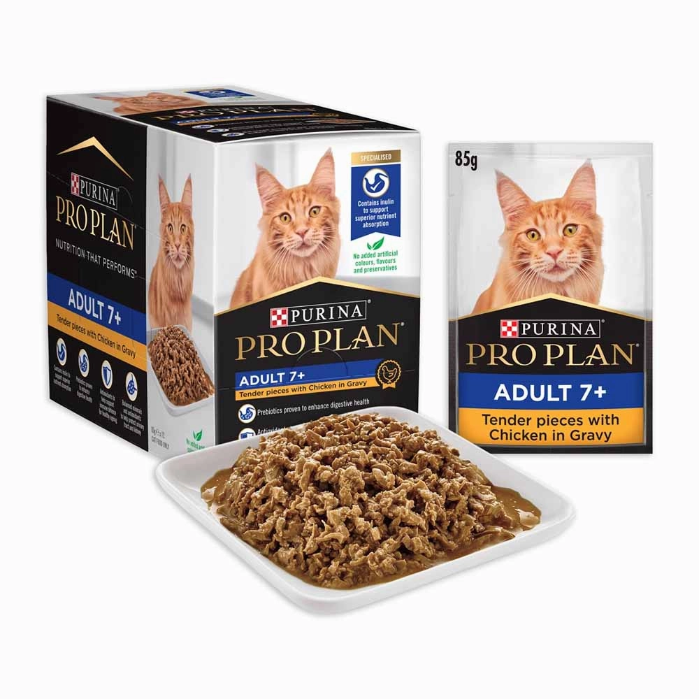 Pro Plan Chicken In Gravy Adult 7  Pouch Cat Food 85g x 12