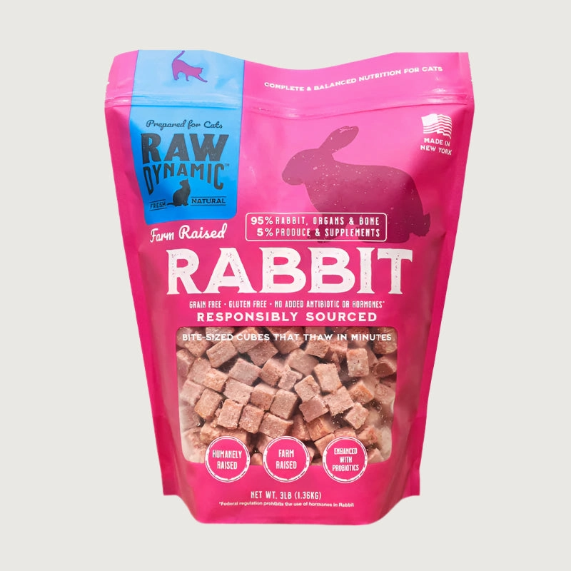 RAW DYNAMIC Frozen Raw Farm Raised Rabbit Recipe for Cats