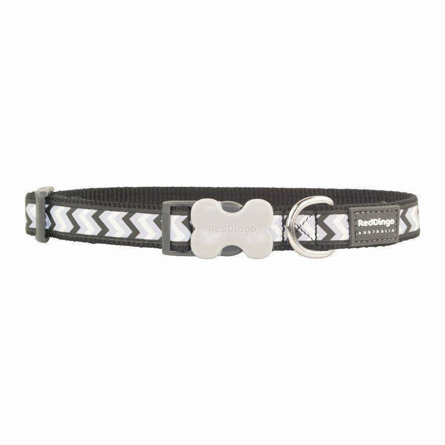 Red Dingo Dog Reflective Ziggy Collar Black S 12mm