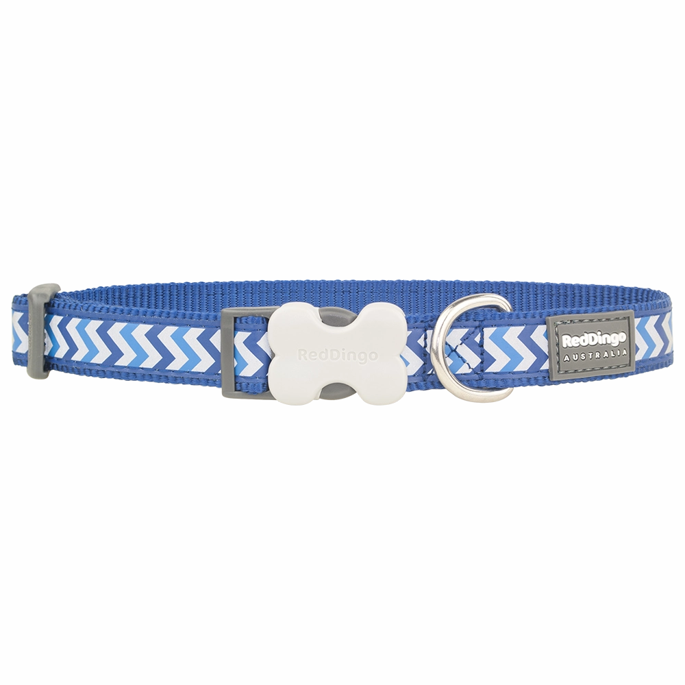Red Dingo Dog Reflective Ziggy Collar Blue L