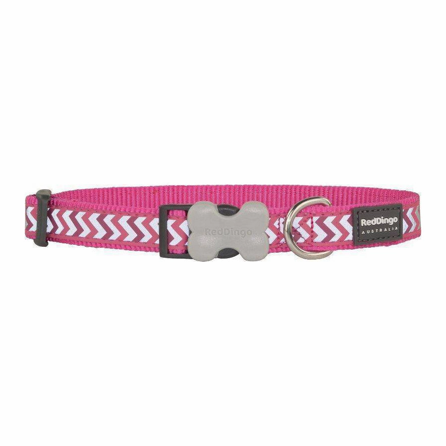 Red Dingo Dog Reflective Ziggy Collar Hot Pink S 12mm