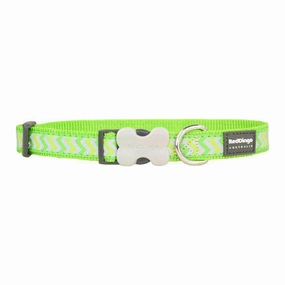 Red Dingo Dog Reflective Ziggy Collar Lime 15mm