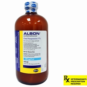 Rx Albon 5% (sulfadimethoxine) Oral Suspension for Dogs & Cats