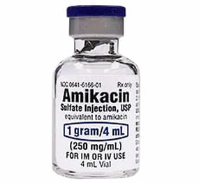 Rx Amikacin Sulfate (Generic) Injection 1gm/4ml, 10 x 4ml vials