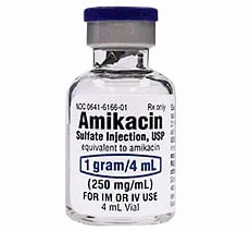 Rx Amikacin Sulfate (Generic) Injection 1gm/4ml, 10 x 4ml vials