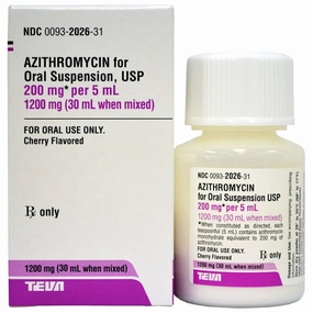 Rx Azithromycin (Generic) Oral Suspension, 200mg/5ml, 30 ml mixed