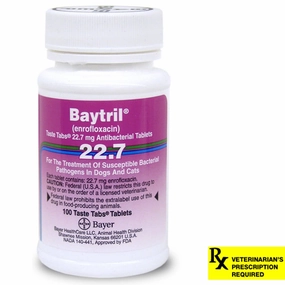 Rx Baytril (enrofloxacin) Coated Tablets for Cats & Dogs