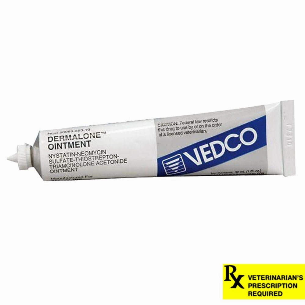 Rx Dermalone (nystatin-neomycin sulfate-thiostrepton-triamcinolone acetonide) Ointment for Cats & Dogs