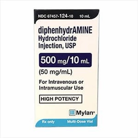 Rx Diphenhyrdramine (Generic) Injection for Dogs & Cats, 50mg/ml x 10mL