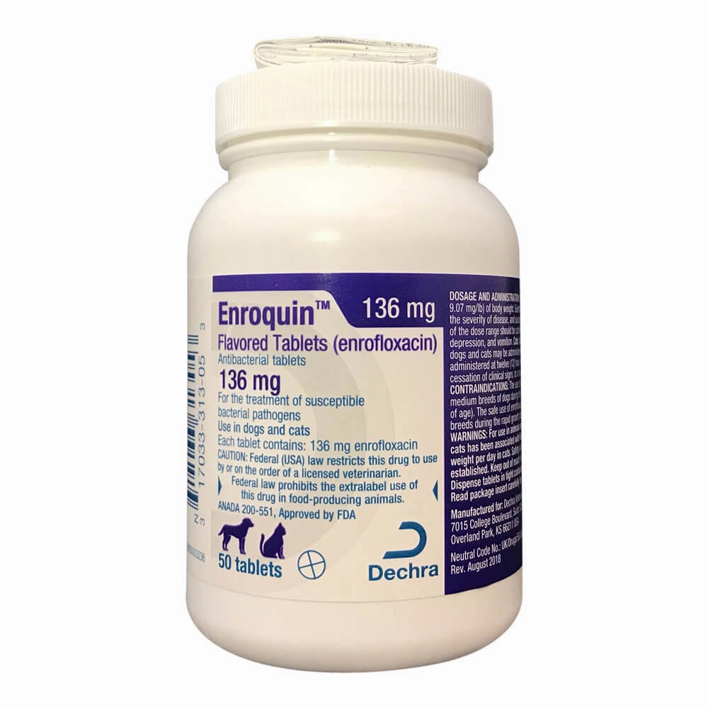 Rx Enroquin (enrofloxacin) Tablets for Dogs and Cats