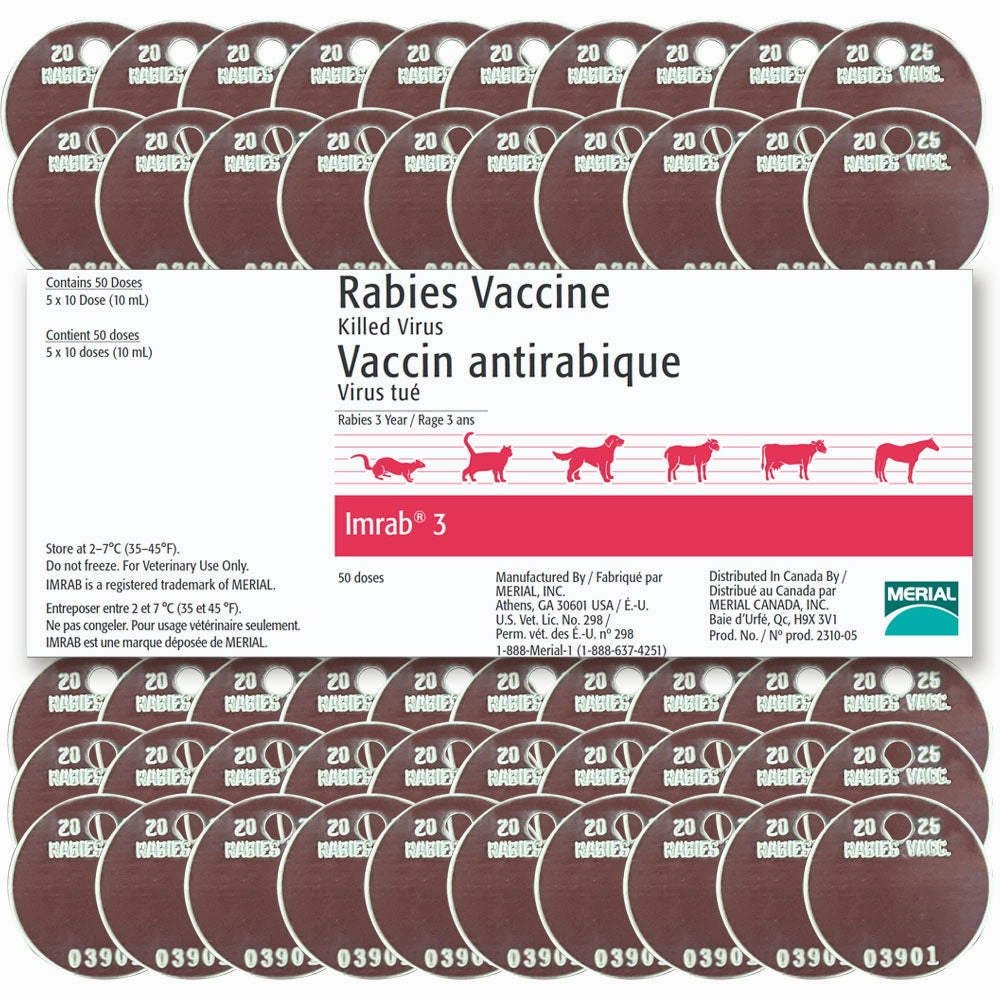 Rx Imrab 3 Rabies Vaccine, 5 x 10 Dose Kit with Tags
