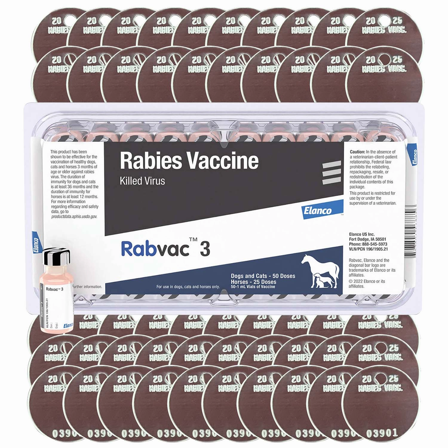 Rx RabVac 3 Rabies Vaccine Kit with Tags