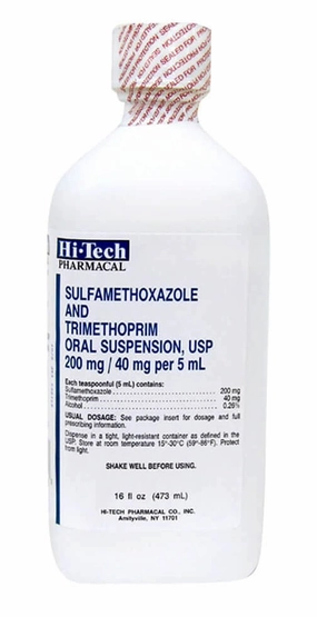 Rx SMZ/TMP (sulfamethoxazole and trimethoprim) 240mg/5mL, 473 mL Suspension