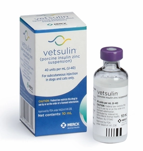 Rx Vetsulin (porcine insulin zinc suspension) for Dogs & Cats, 40 units/mL Injectable, 10 mL