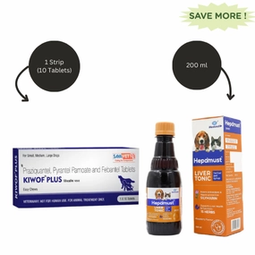 Savavet Kiwof Plus Dog Deworming Tablet (Pack of 10) And Mankind Hepamust Liver Tonic Appetite Booster for Dogs and Cats (200ml) Combo