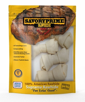 Savory Prime 4-5 AMERICAN Supreme Knotted Bone White for Dogs - 4 pk
