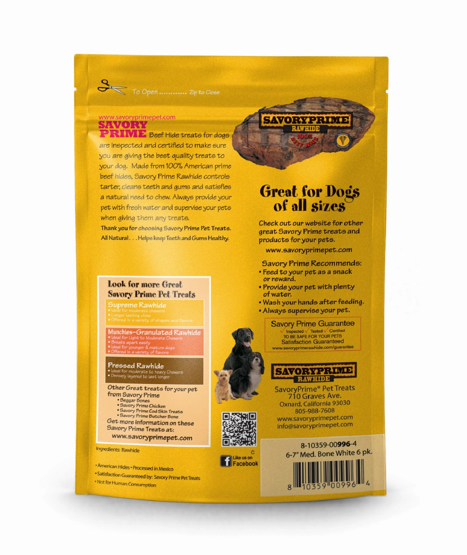Savory Prime 6-7 Medium Bone White for Dogs - 6 pk