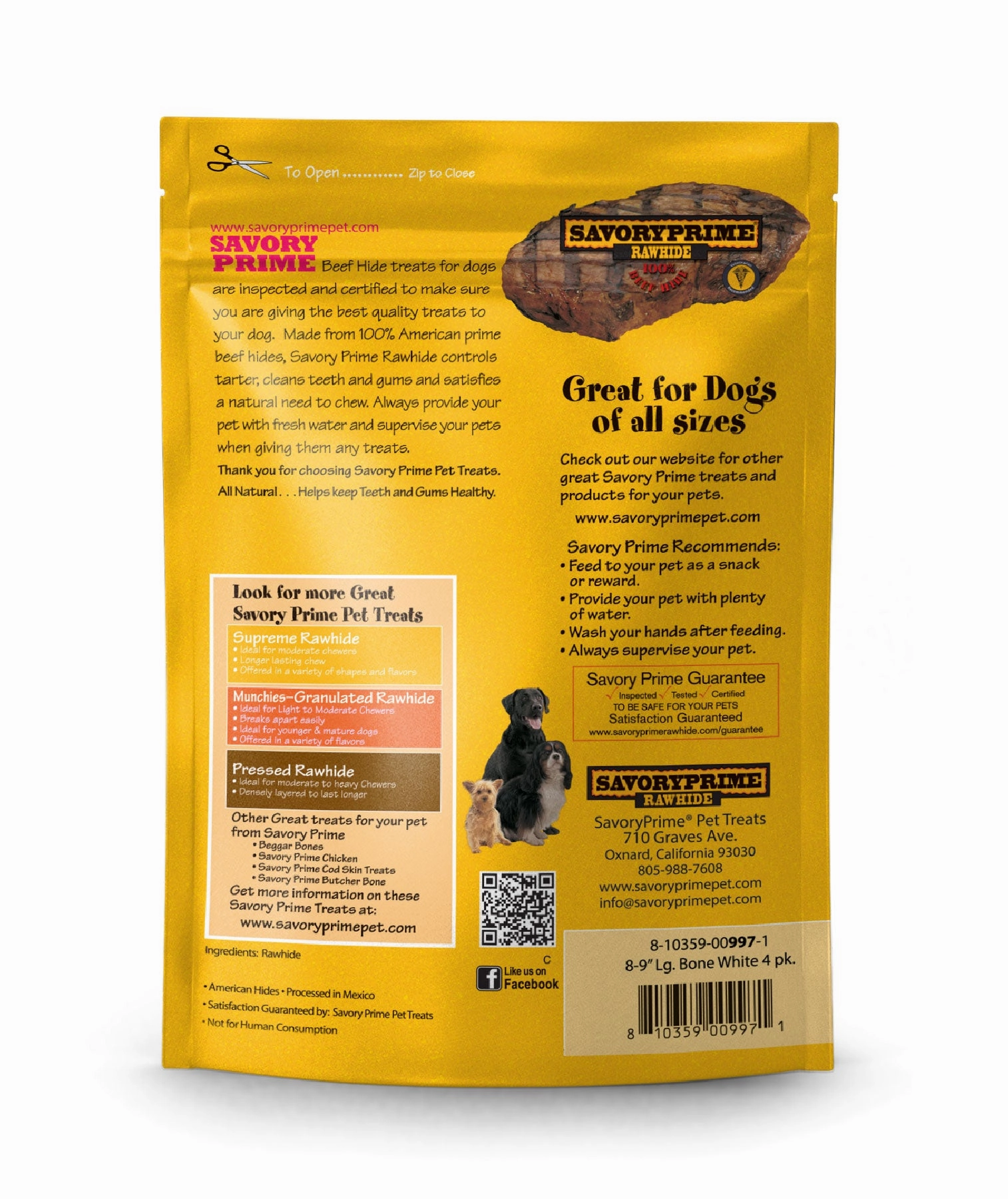 Savory Prime 8-9 Large Bone White for Dogs - 4 pk
