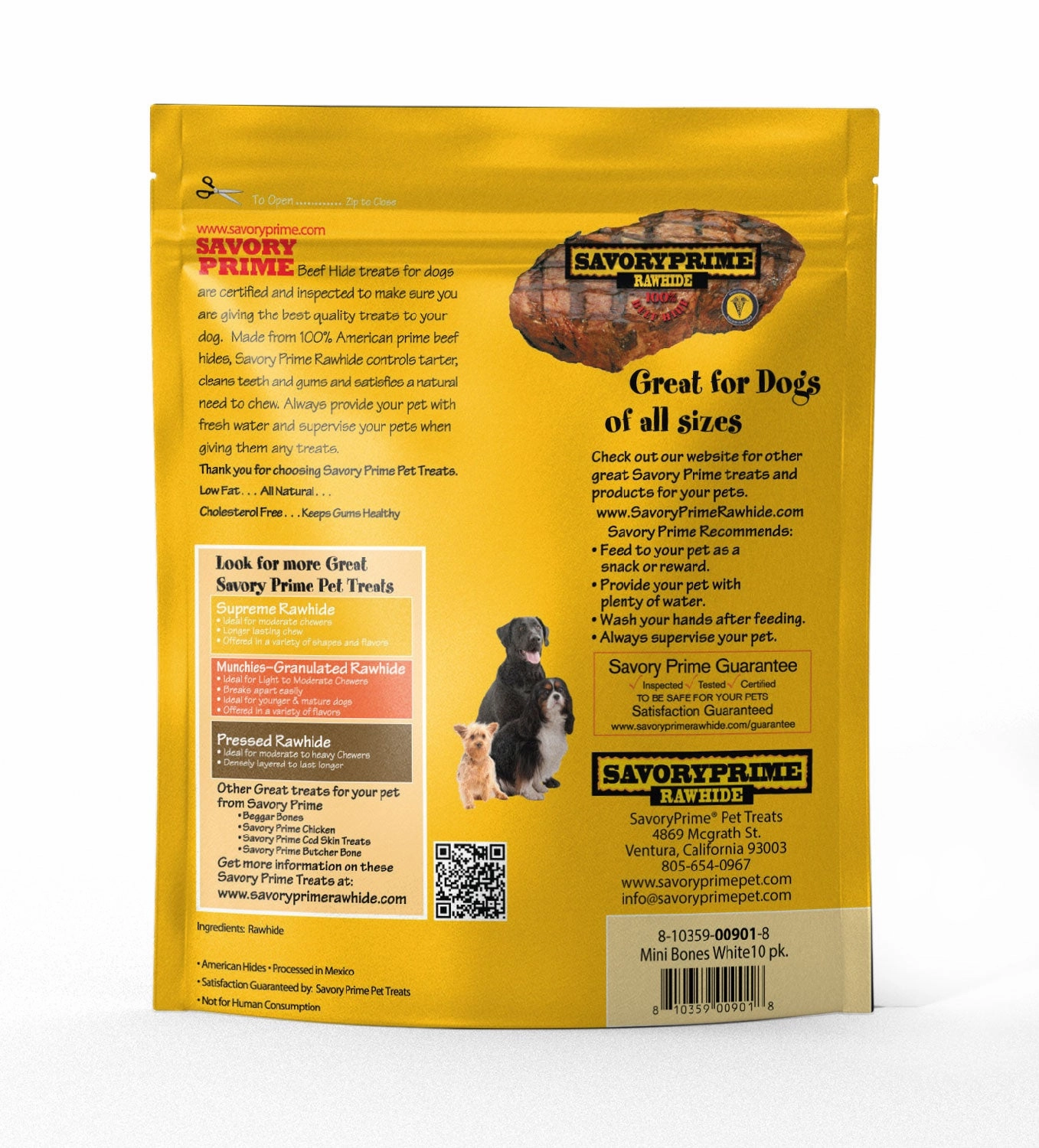 Savory Prime AMERICAN Mini Bones for Dogs - 10 pk