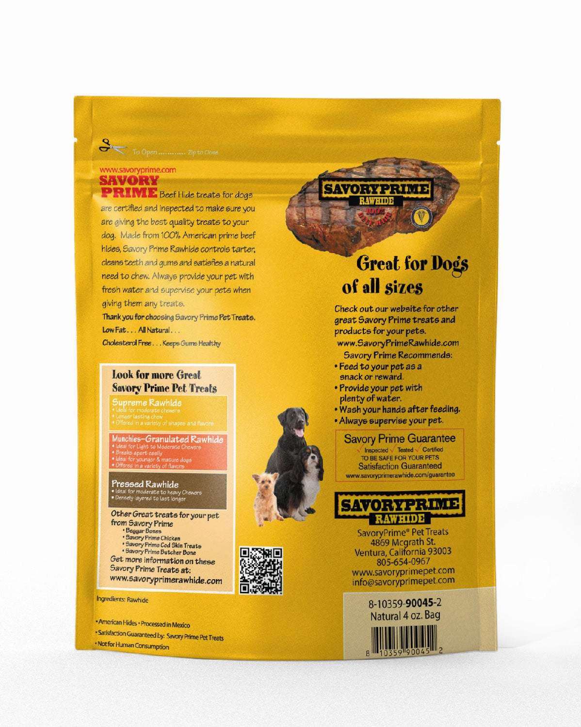 Savory Prime Natural Rawhide Chips for Dogs - 4  oz.