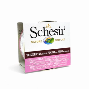 Schesir - Complementary Wet Food for Adult Cats - Tuna and Chicken Fillet with Rice Natural Style 85g