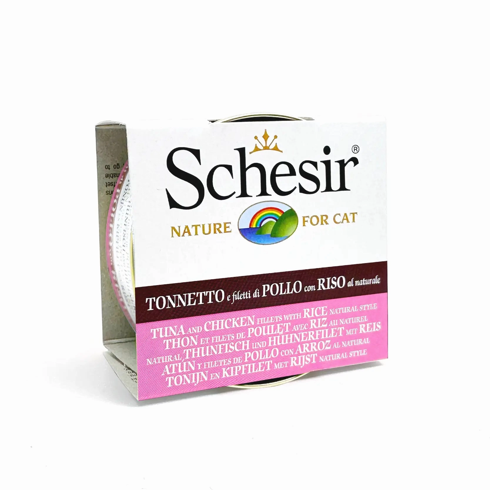 Schesir - Complementary Wet Food for Adult Cats - Tuna and Chicken Fillet with Rice Natural Style 85g
