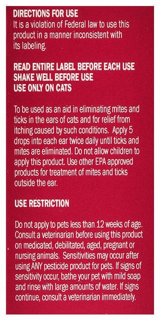 Sentry Earmite Free Ear Miticide for Cats