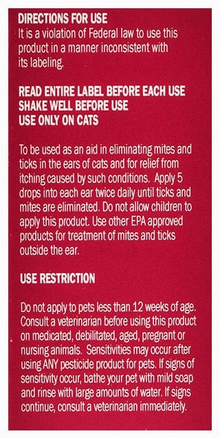 Sentry Earmite Free Ear Miticide for Cats