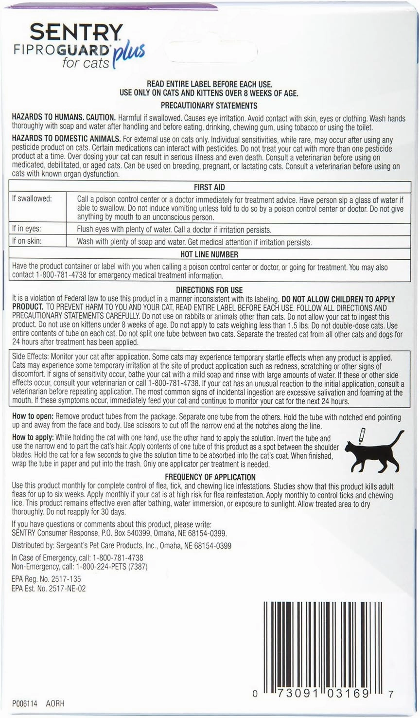 Sentry Fiproguard Plus for Cats