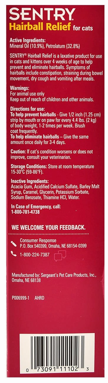 Sentry Petromalt Hairball Relief for Cats