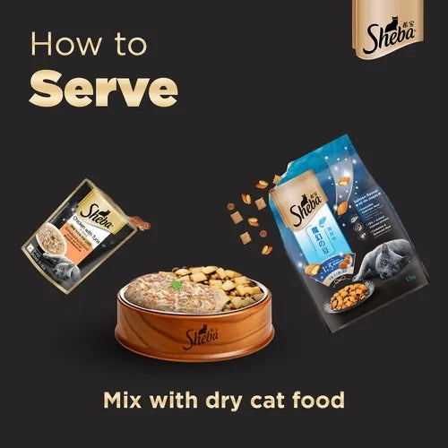 Sheba Chicken With Tuna In Gravy Rich Premium Adult Fine Wet Food and Chicken Flavour Irresistible All Life Stage Cat Dry Food Combo